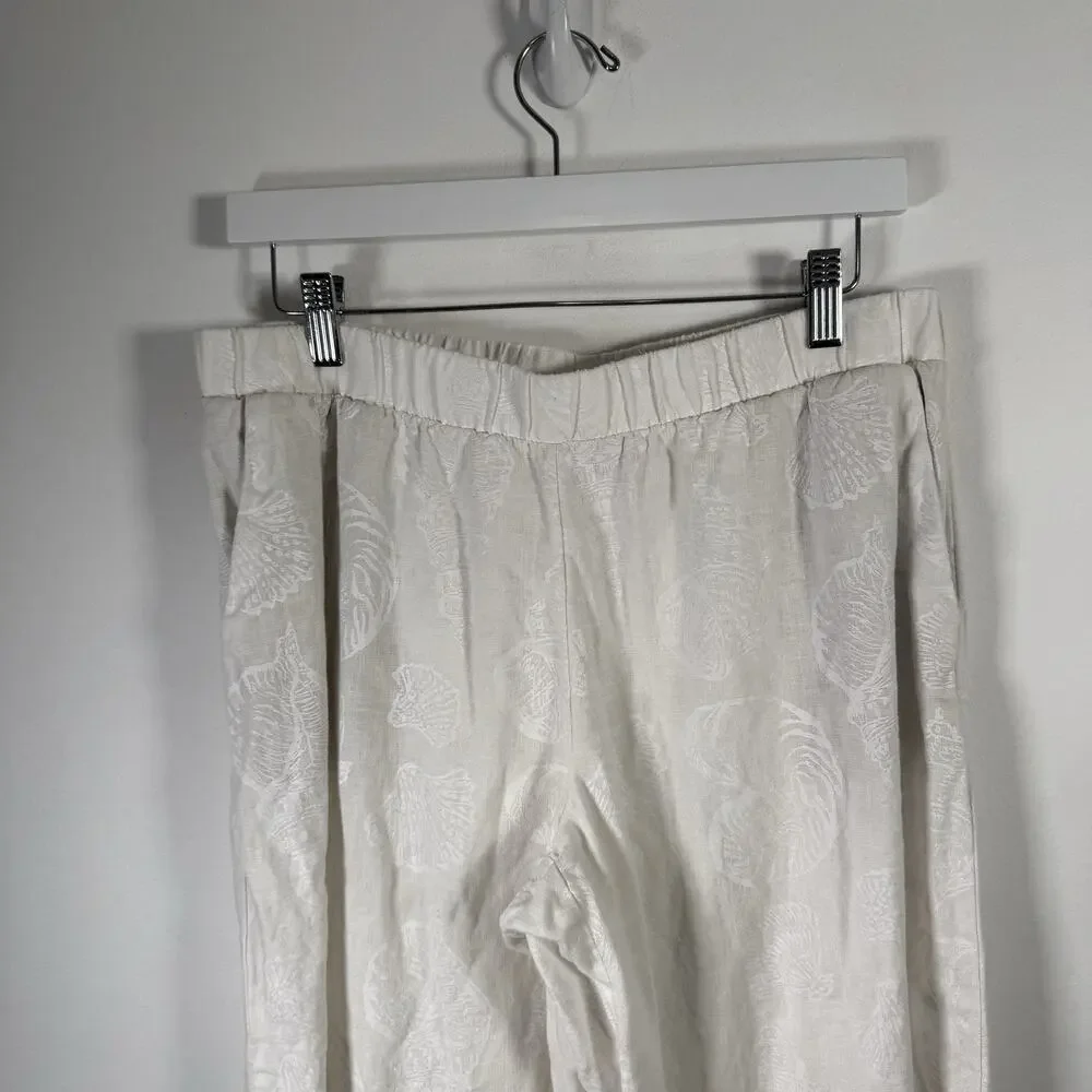 Lilly Pulitzer Daylen Linen Palazzo Pants White Seashell 31" Preppy Womens Med - Picture 4 of 9